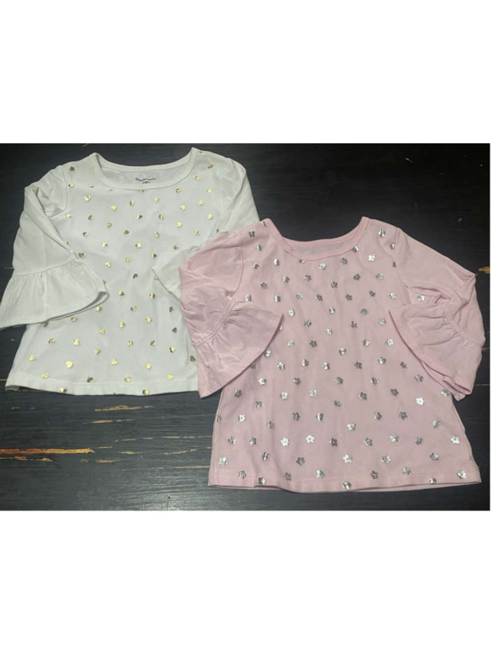 Girls garanimals 4t Bell Sleeve Blouses pink and white sparkles